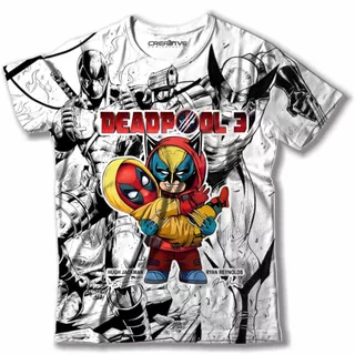 Camiseta manga curta Deadpool e Wolverine