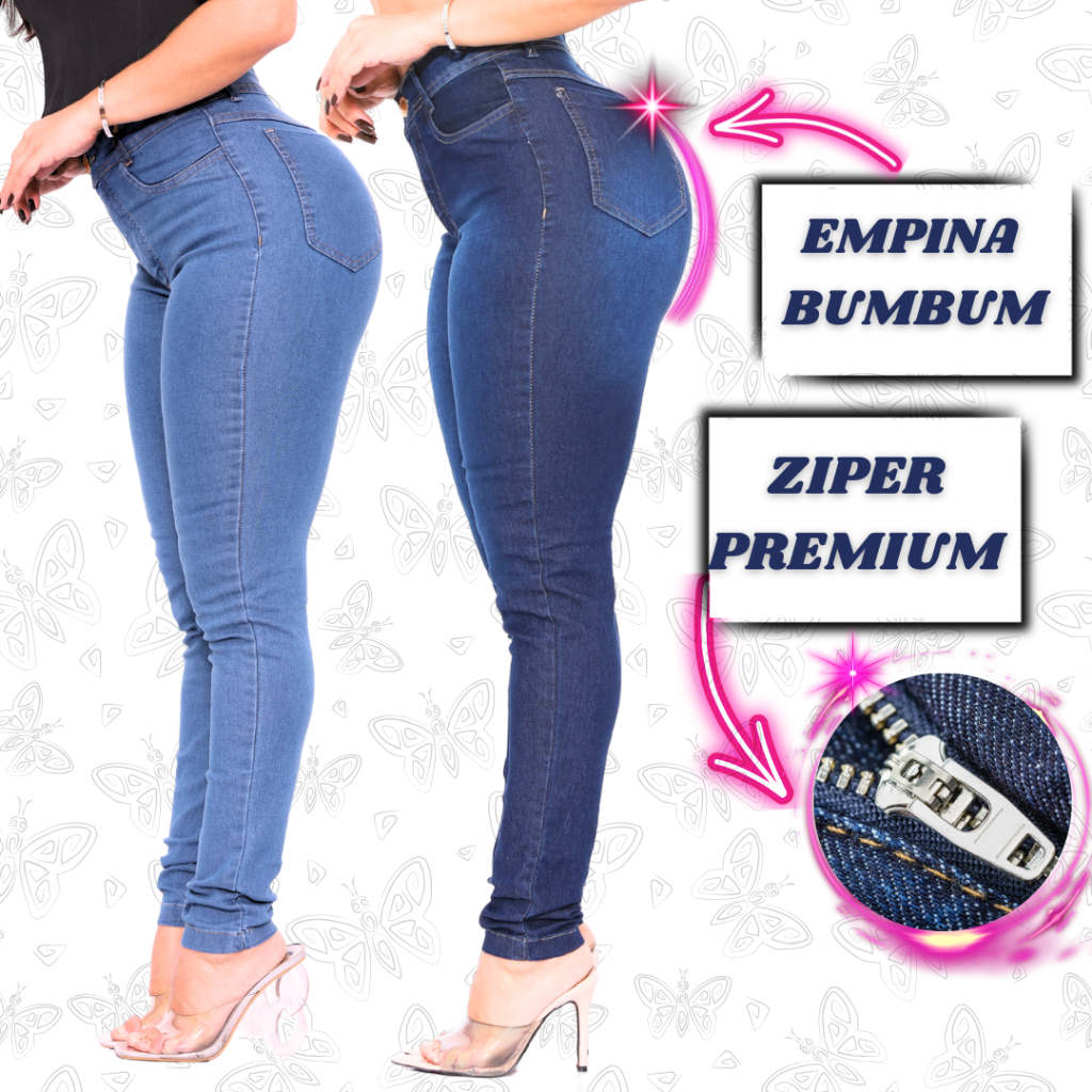 Calça Jeans Feminina Cintura Alta Lycra