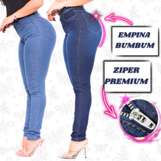 Calça Jeans Feminina Cintura Alta Lycra