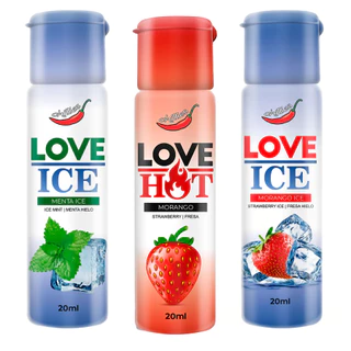 KIT 3 Óleo de Massagem Corporal Lubrificante Intimo Love Chillies SEX SHOP Produtos Eróticos