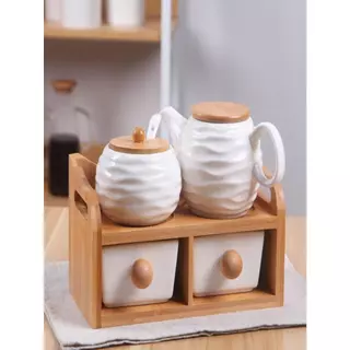 Kit Com 4 Peças Porta Mantemento em Cerâmica com Suporte