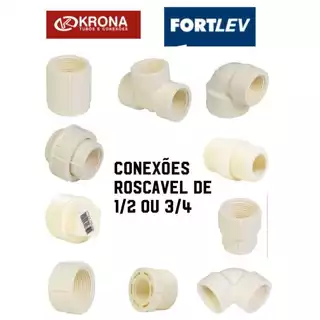 Conexões Roscavéis de água 3/4 ou 1/2, luva, cap, tê, união, plug, joelho, bucha de redução...
