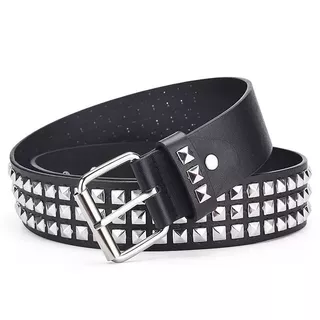 Cinto Unissex De Cintura Decorado Com Lantejoulas Prata Estilo Punk