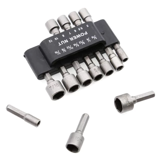 Kit Jogo 14 Bits Soquete Canhão Sextavado Profissional - Encaixe 1/4" Parafusadeira - Aço 40CR Cromo Super Resistente - Conjunto de 14 peças 5 a 12mm Completo - Manutenção Automotivo Mecânico Aperto de diversas medidas Parafusos Chumbadores - promoção