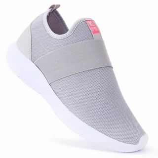 Tênis Kross Cinza Pink Slip-On Feminino Meia Esportivo Academia Casual Confortavel Caminhada Corrida