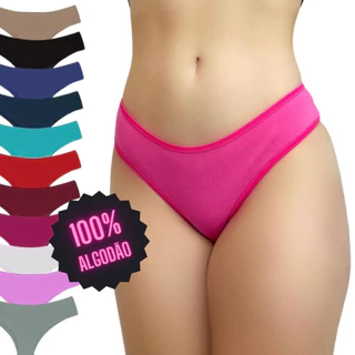 Kit Calcinhas Feminina 5 unidades 100% Algodão Cores Lisa