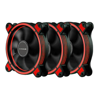 Kit 3 Fan Cooler Ventoinha Gamer Mymax Spectrum Ring com Led Vermelho p/ Gabinete 120mm 12cm