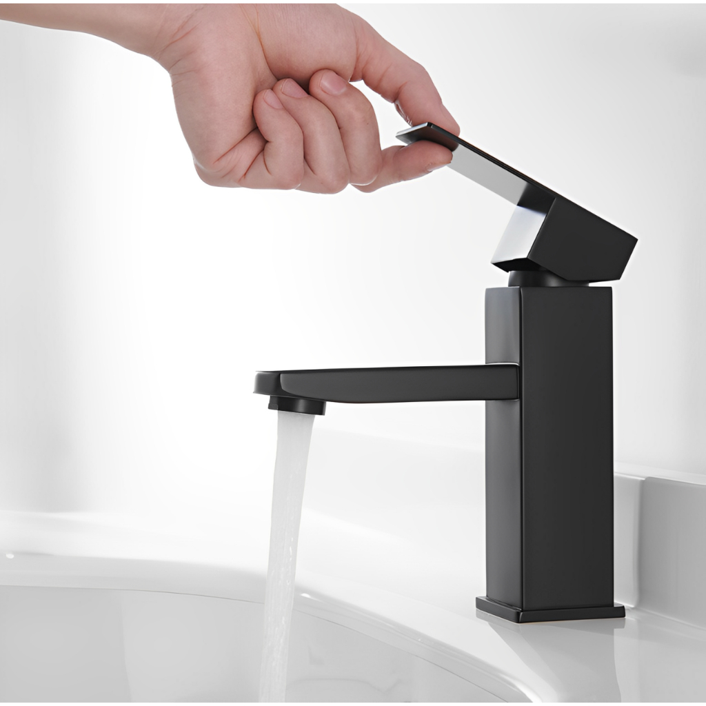 Torneira Agua Quente e Fria De Lavatório de Banheiro Inox Gourmet Monocomando Preta