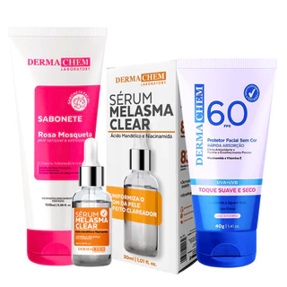 Kit Clareador de Melasma - Serum Clear + Sabonete + Protetor FPS 60 - Dermachem
