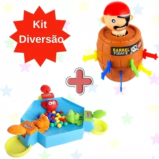 Kit 2 jogos infantil sapinho pega bolinha e pula pirata diversão em família habilidade concentração