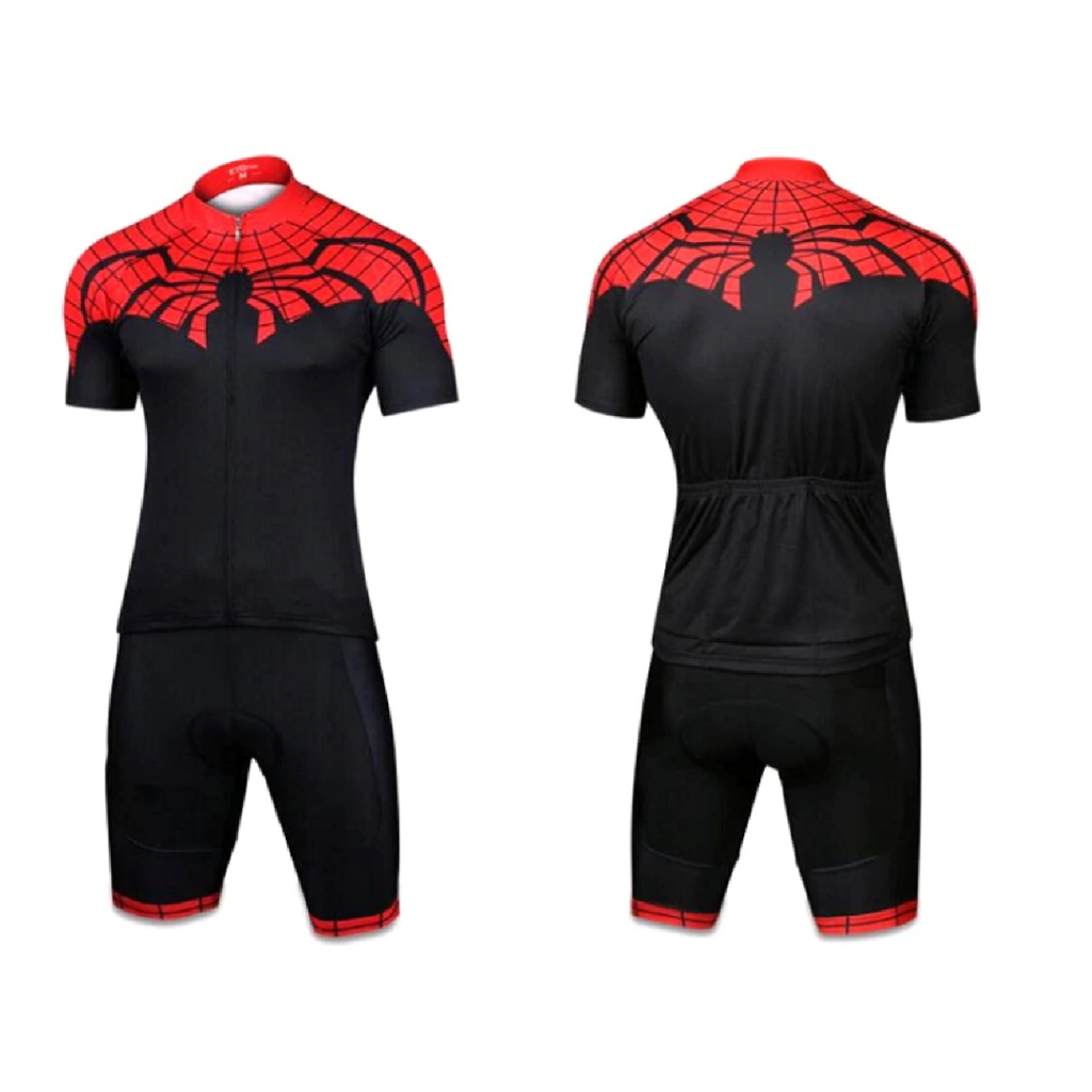 Roupa Conjunto Homem Aranha Ciclista Camisa Bermuda Gel