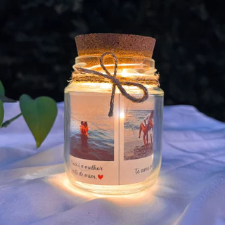Pote de Luz com 4 fotos Presente Namorado Namorada Personalizado