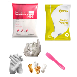 Kit Alginato + Gesso Pedra + Espátula - Moldagem Pé Mão