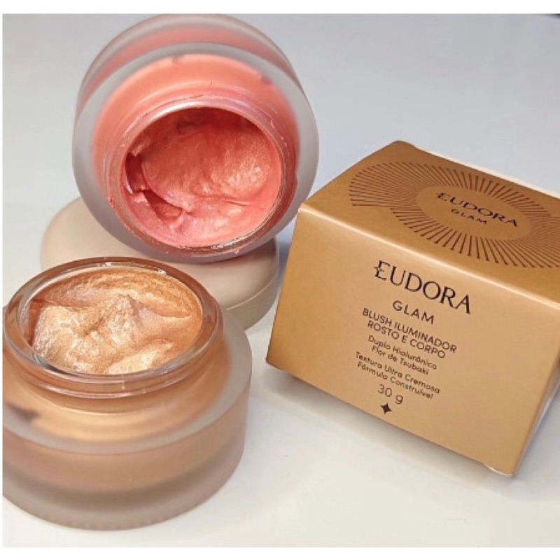 Blush Iluminador Rosto e Corpo Golden ou Rose Eudora Glam 30g | Shopee ...