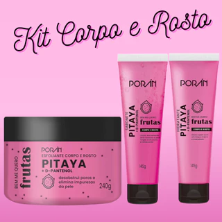 Kit Esfoliante + Hidratante + Sabonete Líquido Corpo e Rosto Pitaya + D-Pantenol Skin Care