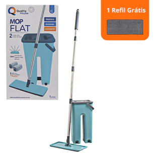 Rodo Flat Mop E Balde Lava E Seca Profissional Com 2 Refil
