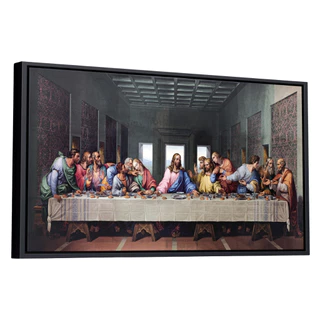 Quadro Grande Santa Ceia Moldura E Canvas 63x93cm Ref02