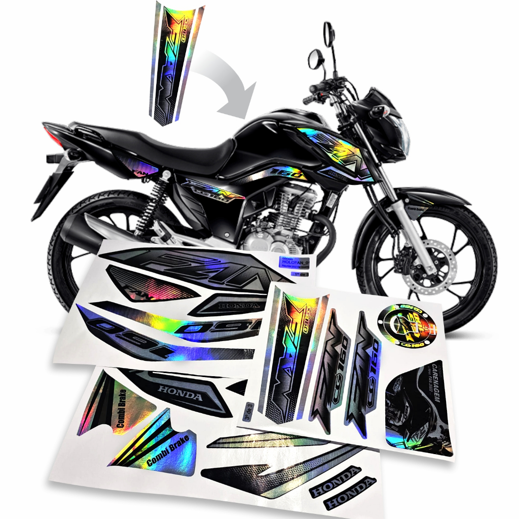 Adesivo Fan 160 Holográfico Carenagem 2022 a 2024 em diante | Shopee Brasil