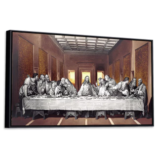 Quadro Grande Santa Ceia Moldura E Canvas Ref07 63x93cm