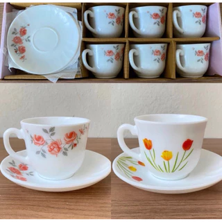 Jogo de xícaras e Pires 12 peças decoradas de porcelana lindas ENVIO IMEDIATO