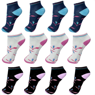 Kit 24 Peças de Meia Feminina Soquete 12 Pares Meias Sortidas 34-40