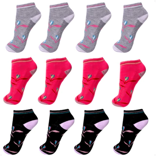 12 Pares de Meia Feminina Soquete Estampada Sortidas 34-40 em Oferta na Shopee