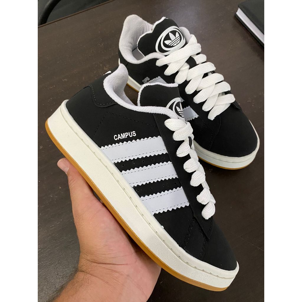 Tênis Campus Masculino e Feminino casual preto e branco promoçao