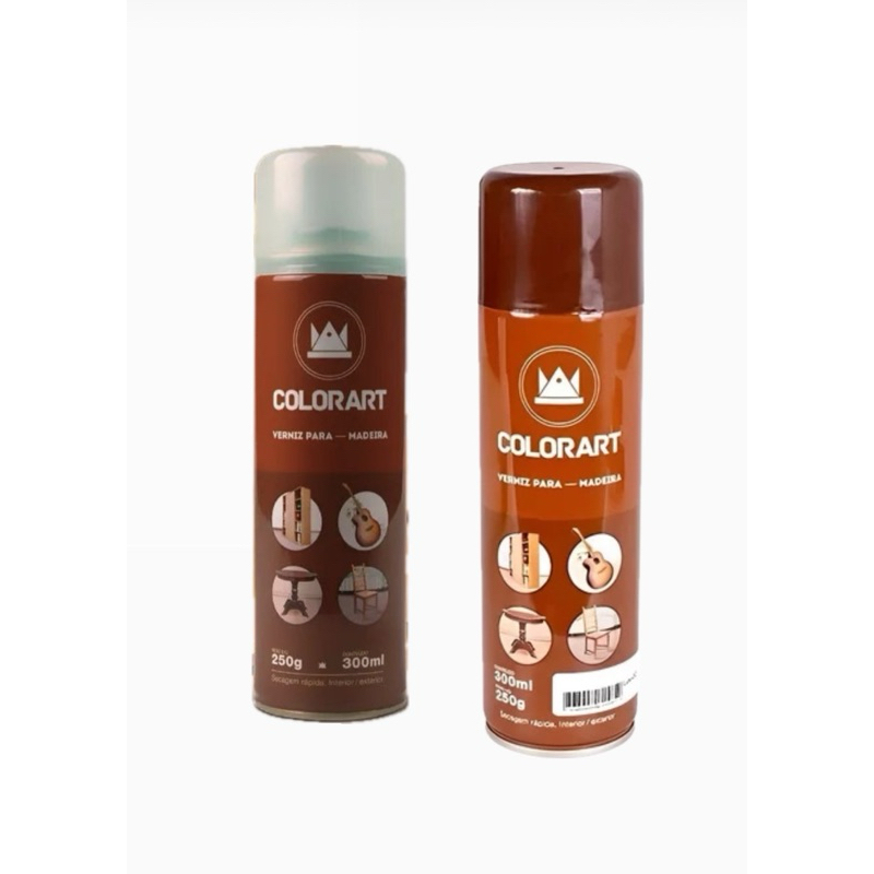 Kit Spray Seladora + Verniz P/ Madeira 300ml (Várias Cores)- Colorart