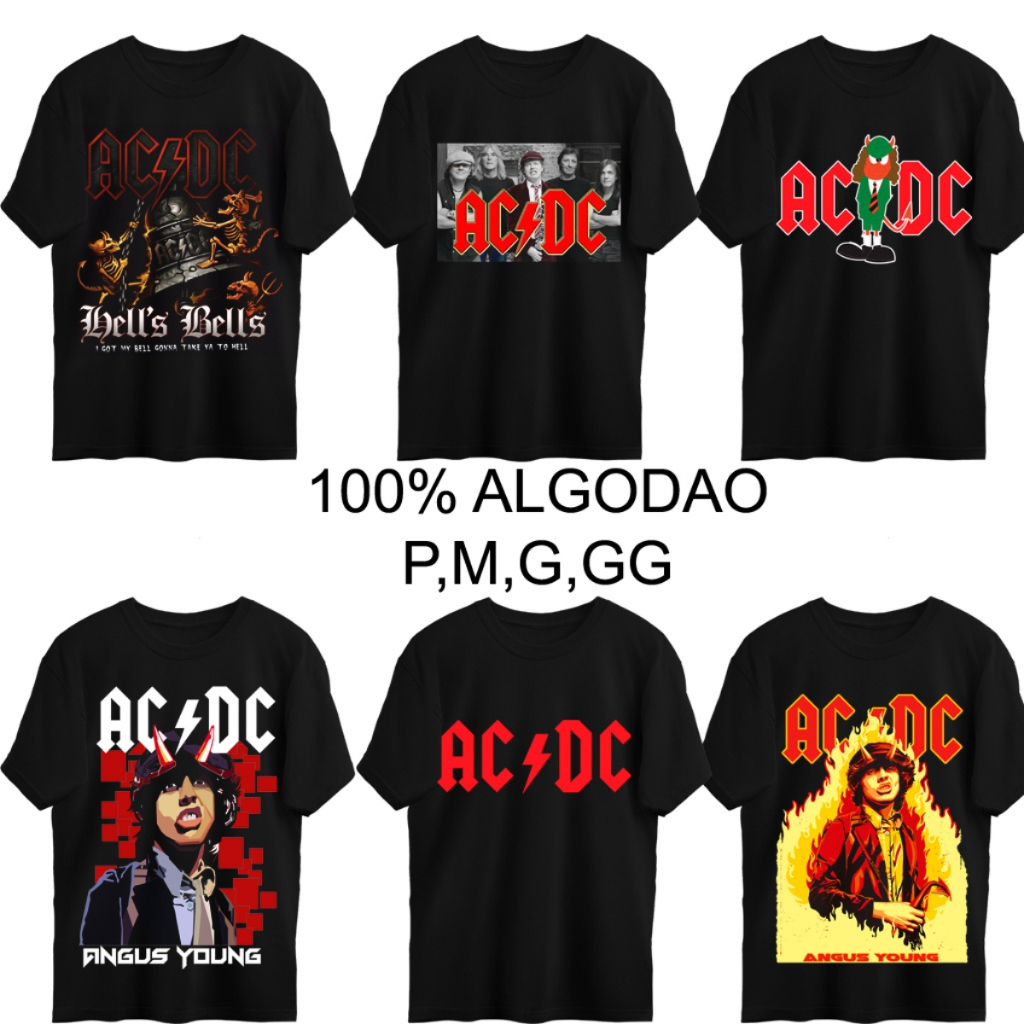 Camiseta Rock ACDC Camisa Banda Rock And Roll AC DC Blusa AC/DC Angus ...