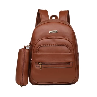 Bolsa De Mochila Feminina Com Estojo De Costas Em Couro Sintético em Oferta na Shopee