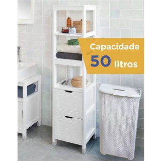 Cesto de roupa lavanderia Rattan Tampa Basculada Branco