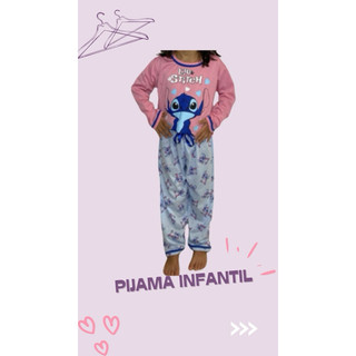 Pijama INFANTIL manga comprida inverno personagens Minnie Stitch em Oferta na Shopee
