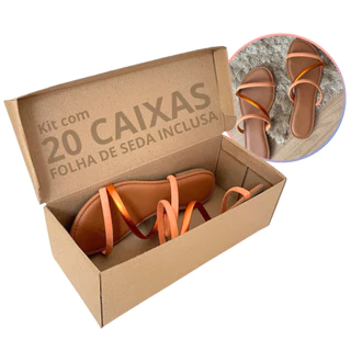 20 Caixas Sapatilha Rasteirinha Chinelo 28x12x9,5cm Com Seda