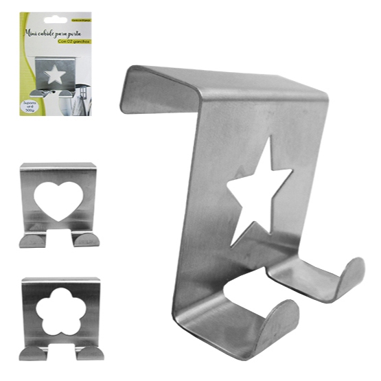 Cabide Gancho de Inox Duplo para Porta com 2