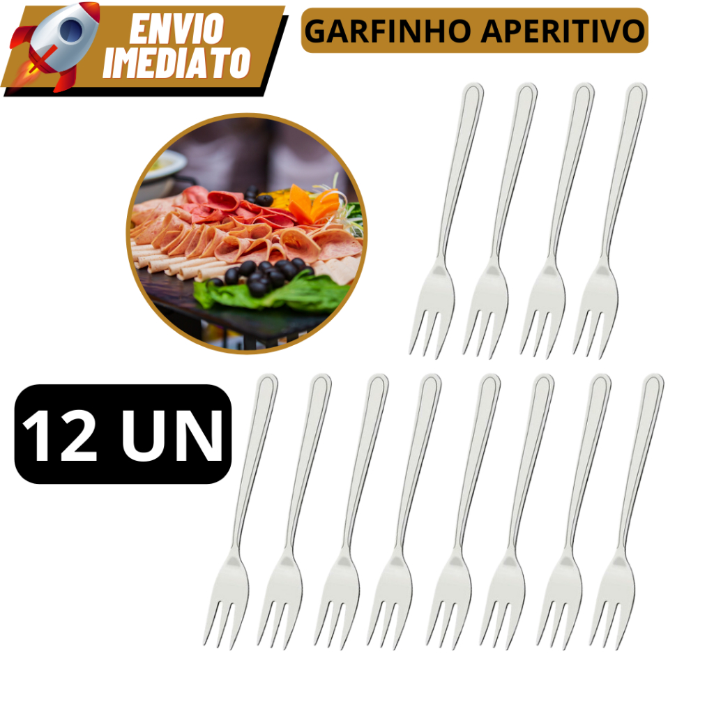 Jogo 12 Mini Garfinho Aperitivo Sobremesa Petisco Para Buffet Restaurantes Festas