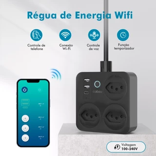 COIBEU Tomada inteligente Internet Wi-Fi Compatível Com Tuya, Alexa Preto e branco