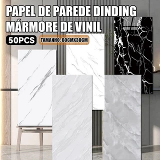 Kit 20/50 Placas Adesivas De Parede Un 3d Mármore Carrara Top Banheiro Cozinha Quarto Luxo Premium Top