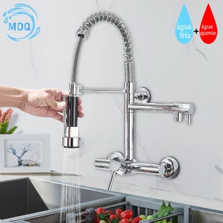 Gourmet Torneira Cozinha De Parede Flexível Spray Monocomando Guindaste(Espaçamento dos furos 20cm)