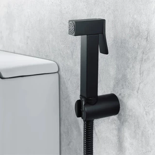 Kit Ducha Higiênica Porto Luxo Todo Metal Quadrado Preto 1,20 m
