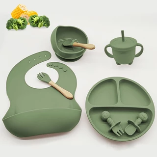 Talheres de Silicone para Bebês e Crianças 8 Peças para Bebês e Crianças kit introdução alimentar