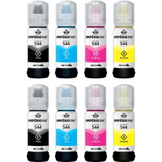 08 Tintas Compatível Impressoras Epson L3110 L3150 L3210 L3250 T544 BK C Y M