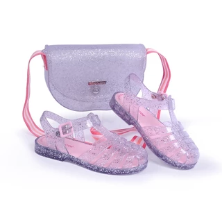 KIT Sandália Arco Íris Kids Menina Feminina Criança Leve Confortável Brilho Com Bolsa Mar&Cor