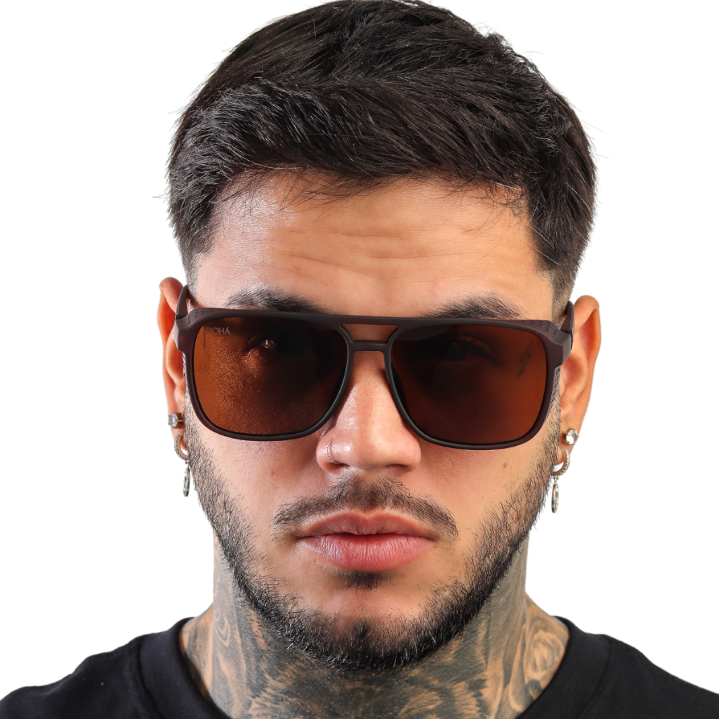 Óculos de Sol Masculino Steampunk Com Proteção Na Lateral Proteção Uv400 Doha