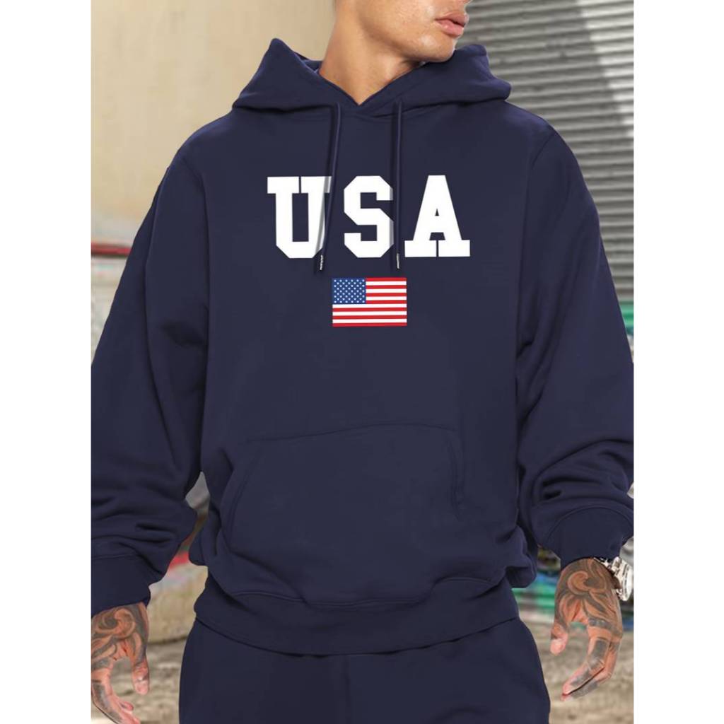 Moletom Canguru Blusa De Frio Estampa USA Estados Unidos Masculino