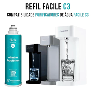 KIT 2 Refil Purificador Facile C3 C7 Elimina Bactérias Hidrofiltros Original Unitário