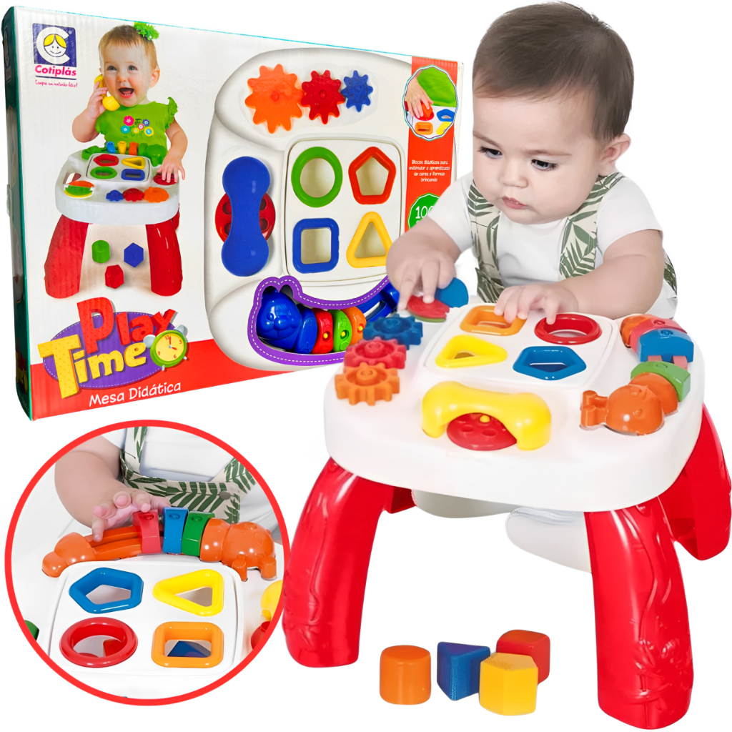 Mesa Didática Infantil Play Time Para Bebê Mesinha Educativa - Vermelha ...