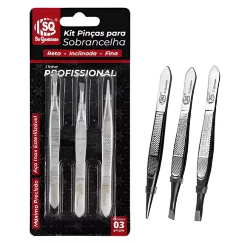 Kit 3 Pinça Para Sobrancelhas SQ Profissional melhor acabamento ...