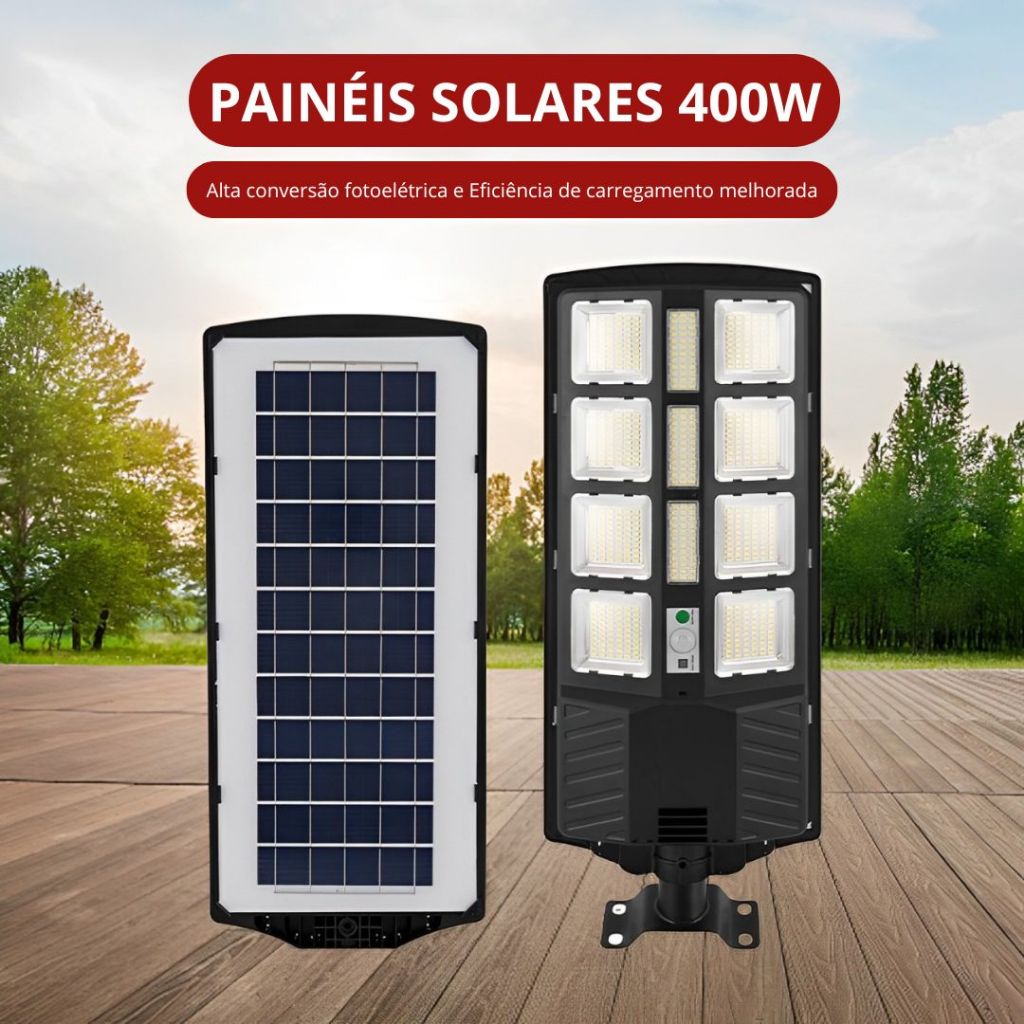 Holofote Solar 400W Refletor Poste Luminaria Potente À Prova D'água ...