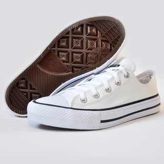 Tênis Cano Baixo Branco De Couro Masculino E Feminino Tradicional Casual Básico