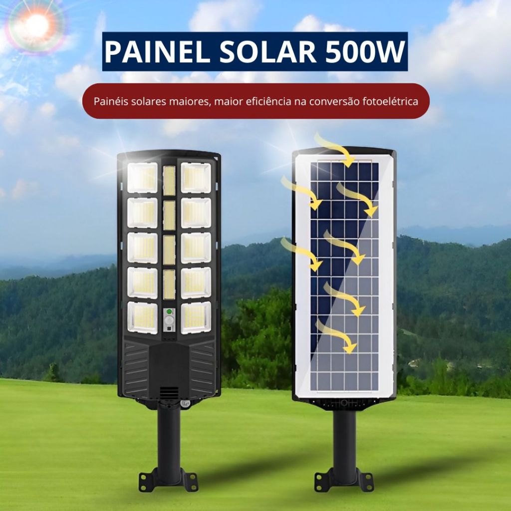 Holofote Solar 500W Refletor Poste Luminaria Potente À Prova D'água ...